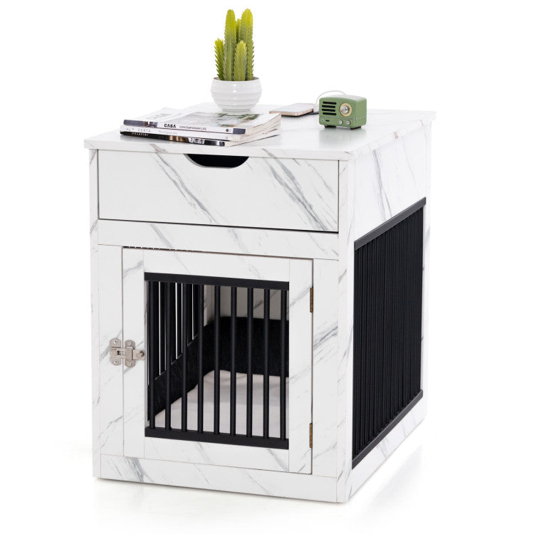 2-In-1 Dog House with Drawer and Wired Wireless Charging