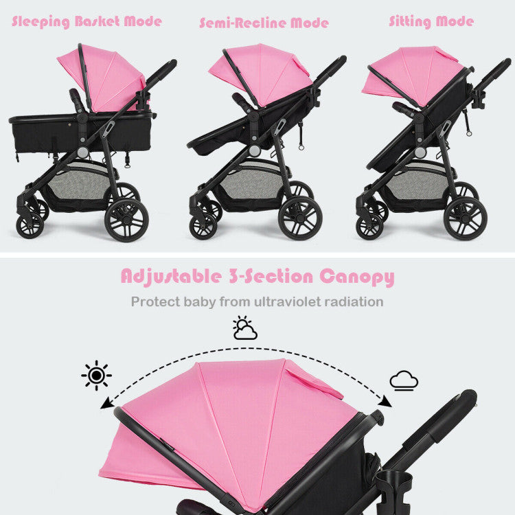 Hikidspace 2-in-1 Foldable Newborn Infant Baby Stroller with  Cup Holder