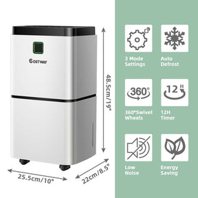 24 Pints 1500 Sq. ft Dehumidifier for Home and Office with Indicator and Timer