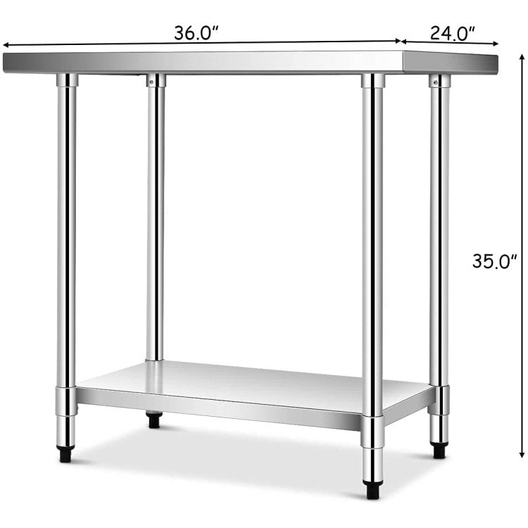 Hikidspace 24 x 36 Inch Stainless Steel Commercial Kitchen Food Prep Table