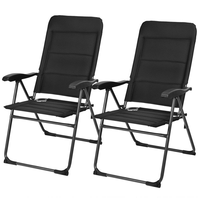 2 Pieces Outdoor Folding Patio Chairs with Adjustable Backrests for Bistro and Backyard