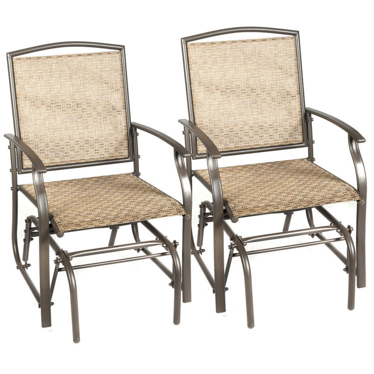 2 Pieces Outdoor Patio Swing Single Glider Chair Rocking Seating