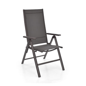 2 Pieces Patio Aluminium Folding Dining Chairs with Adjustable Backrest