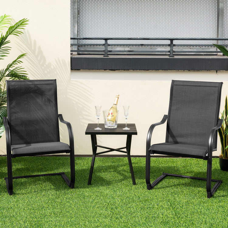 2 Pieces Patio Dining Rocking Chairs with Breathable Fabric and Adjustable Foot Pads