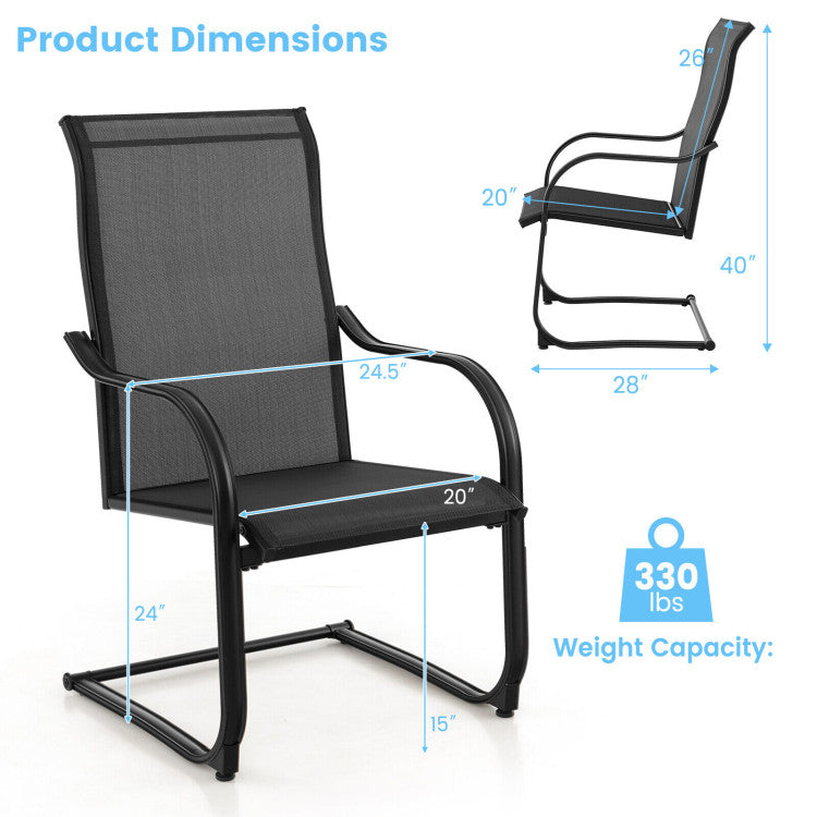 2 Pieces Patio Dining Rocking Chairs with Breathable Fabric and Adjustable Foot Pads