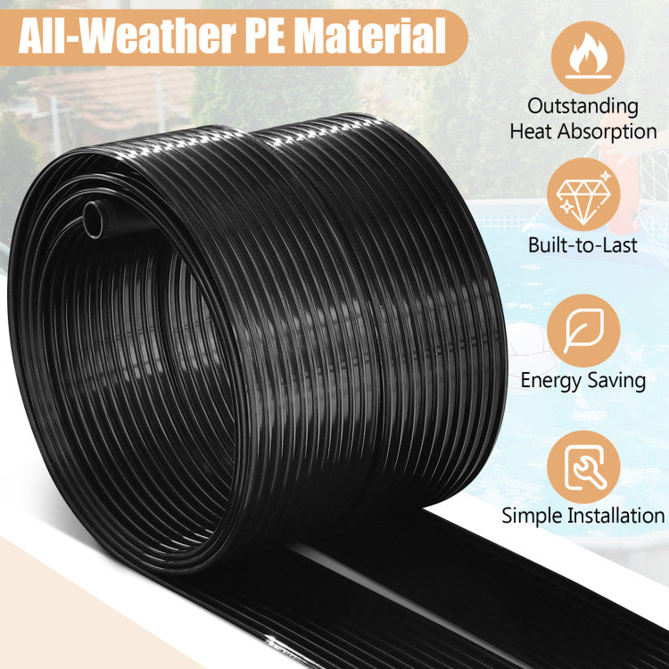 2 Pieces 10/16.4/20 Feet Weatherproof Solar Swimming Pool Heater for Ground and  Roof