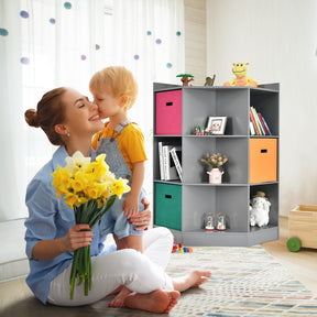 Hikidspace 3-Tier Kids Toys Storage Shelf Corner Cabinet with 3 Baskets
