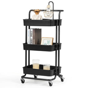 3-Tier Utility Storage Rolling Cart with Casters for Kitchen and  Shop