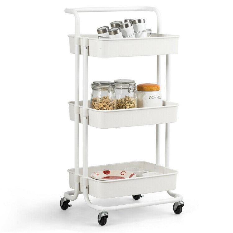 3-Tier Utility Storage Rolling Cart with Casters for Kitchen and  Shop