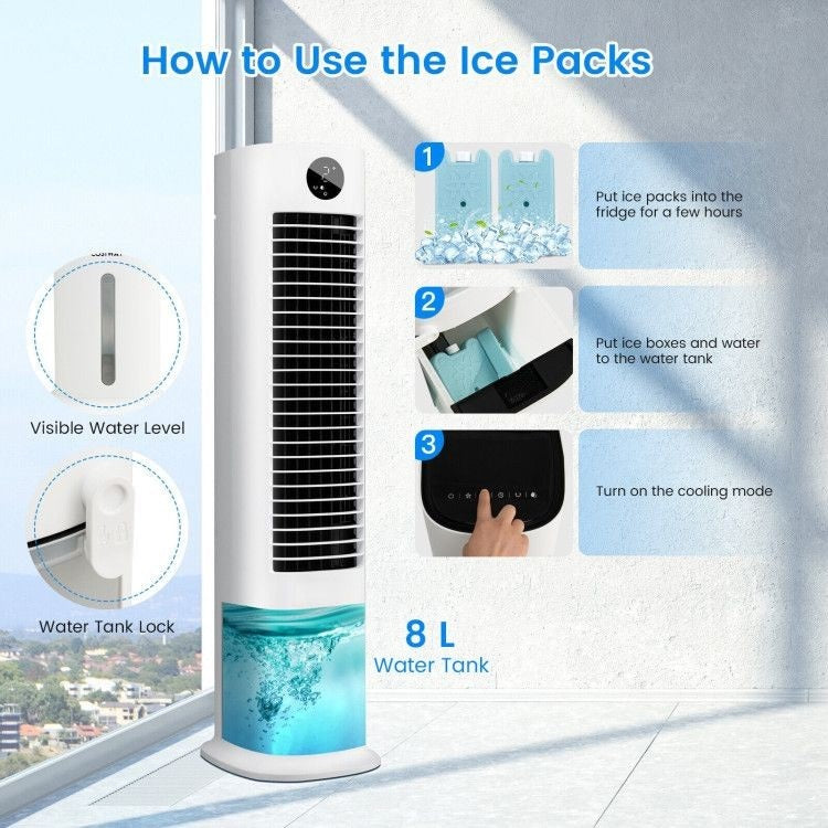 Hikidspace 3-in-1 Evaporative Portable Air Cooler Tower Fan with 9H Timer