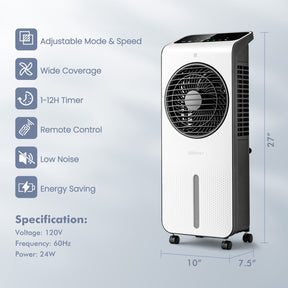 3-in-1 Evaporative Portable Low Noise Air Cooler with 12H Timer and Remote