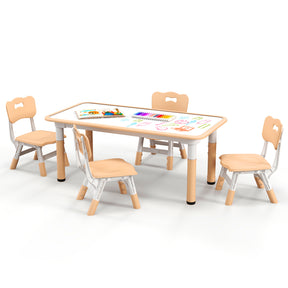 4-Person Adjustable Height Kids Table and Chairs Set for Bedroom and Kindergartens
