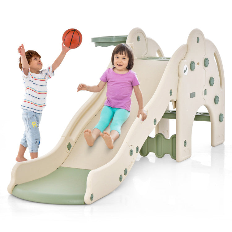 4-in-1 Toddler Kids Play Slide with Cute Elephant Shape