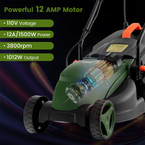 4015 Rpm Electric Corded Lawn Mower with Collection Box and 3 Adjustable Height