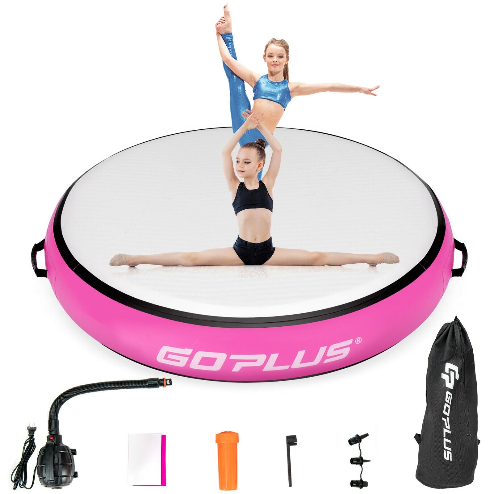 40 Inch Inflatable Round Gymnastic Mat with Electric Pump for Yoga