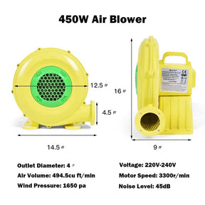 450W/680W/750W Electric Air Fan Blower Pump Inflatable Bouncer Blower