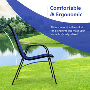 4 Pieces Stackable Outdoor Patio Dining Chairs Set with Armrests