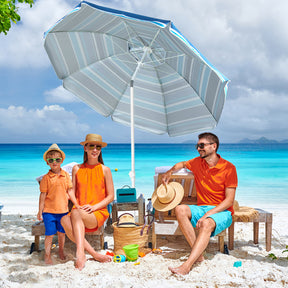 6.5 Feet Outdoor Patio Folding Beach Umbrella with Waterproof Polyester Fabric