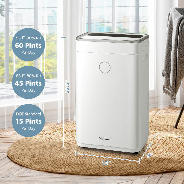 60-Pint Dehumidifier with Child Lock and Timer for Homes and Basement 4000 Sq. Ft