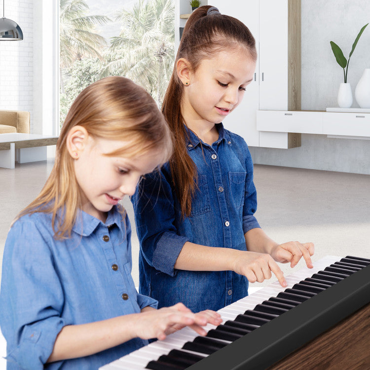 61-Key Folding Piano Keyboard with Rechargeable Lithium Battery and Music Stand