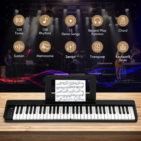 61-Key Folding Piano Keyboard with Rechargeable Lithium Battery and Music Stand