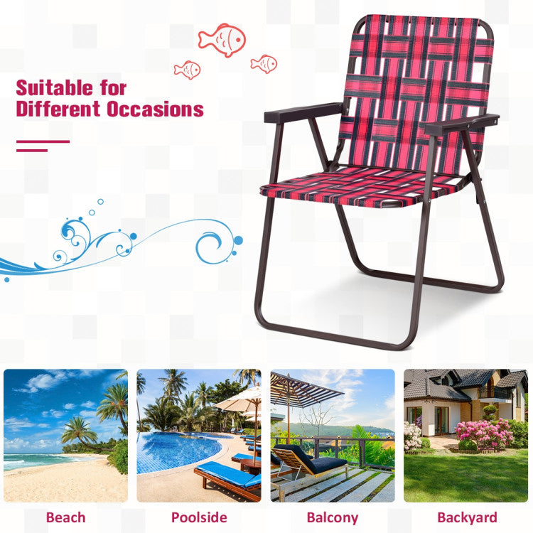 Hikidspace 6-Piece Folding Beach Chair Webbing Chair for Camping & Lawn