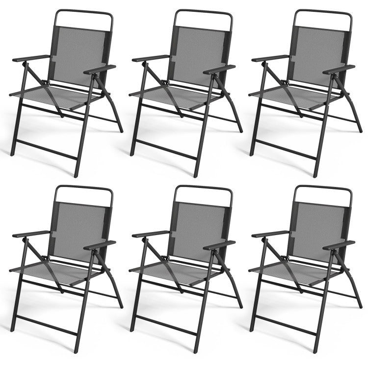 6 Pieces Folding Outdoor Patio Dining Chairs with Rustproof Metal Frame