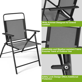 6 Pieces Folding Outdoor Patio Dining Chairs with Rustproof Metal Frame