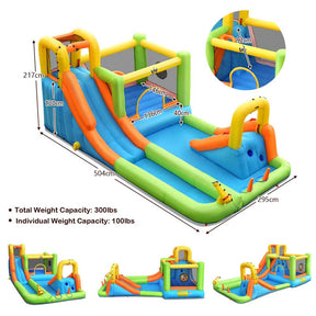 8-in-1 Inflatable Jumping Castle Water Slide Bounce House Without Blower