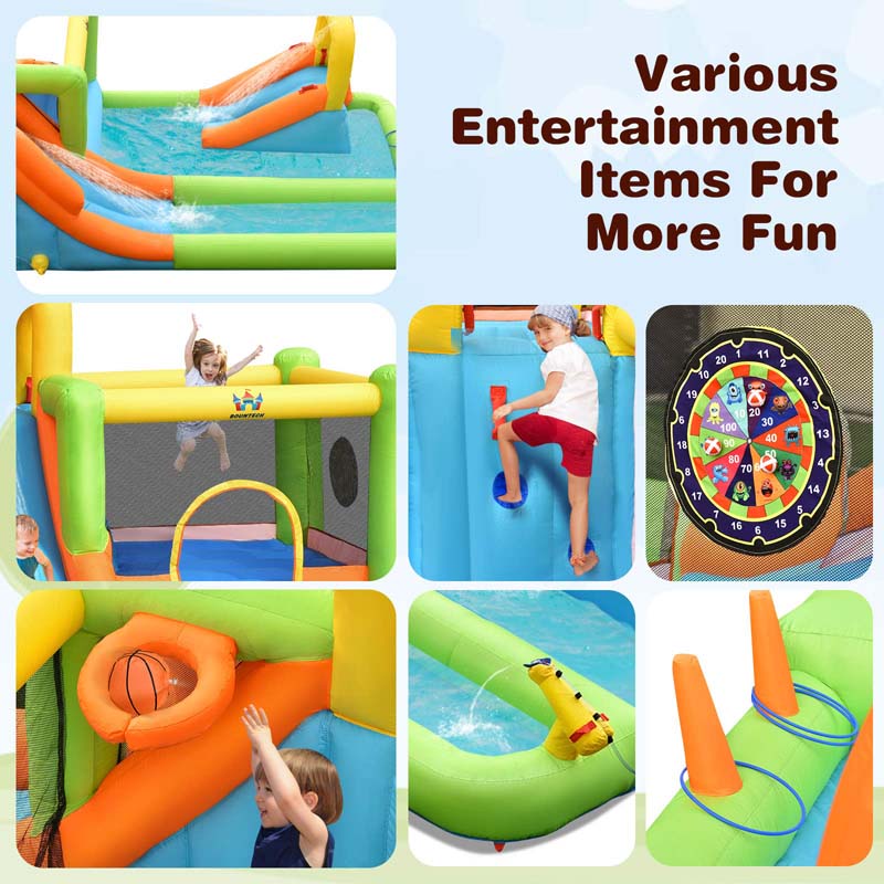 8-in-1 Inflatable Jumping Castle Water Slide Bounce House Without Blower