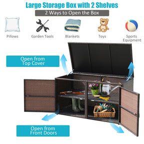 Hikidspace 88 Gallon Garden Patio Rattan Storage Container Box