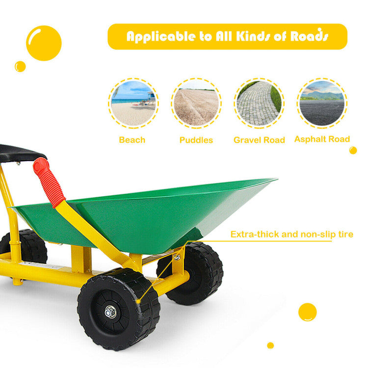 8 Inch Heavy Duty Kids Ride-on Sand Dumper with 4 Wheels for 4+ Year Kids