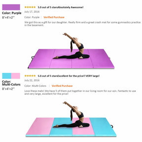 8 x 4 Feet Folding Gymnastics Tumbling Mat for Pilates and Yoga