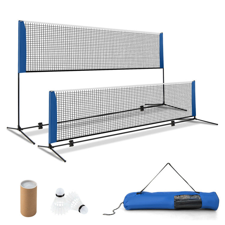 10/14 Feet Adjustable Badminton Net Stand with Shuttlecocks and Portable Carry Bag