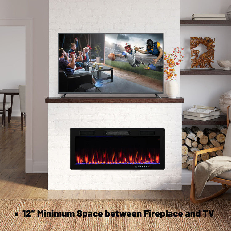 Adjustable Electric Fireplace 40/50/60 Inches Recessed and Wall Mounted for 2 x 6 Ft Stud