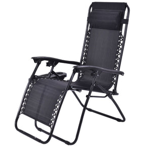 Adjustable Folding Zero Gravity Reclining Lounge Chair with Headrest and Cup Holder