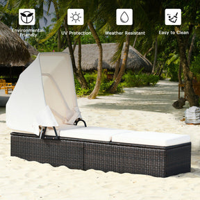 Adjustable Outdoor Chaise Lounge Chair with Folding Canopy