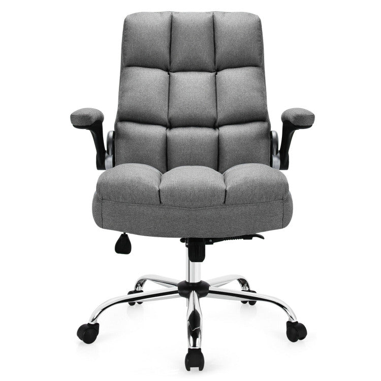 Adjustable Swivel Office Chair with High Back and Flip-up Arm for Home and Office