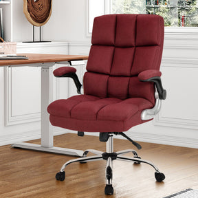 Adjustable Swivel Office Chair with High Back and Flip-up Arm for Home and Office