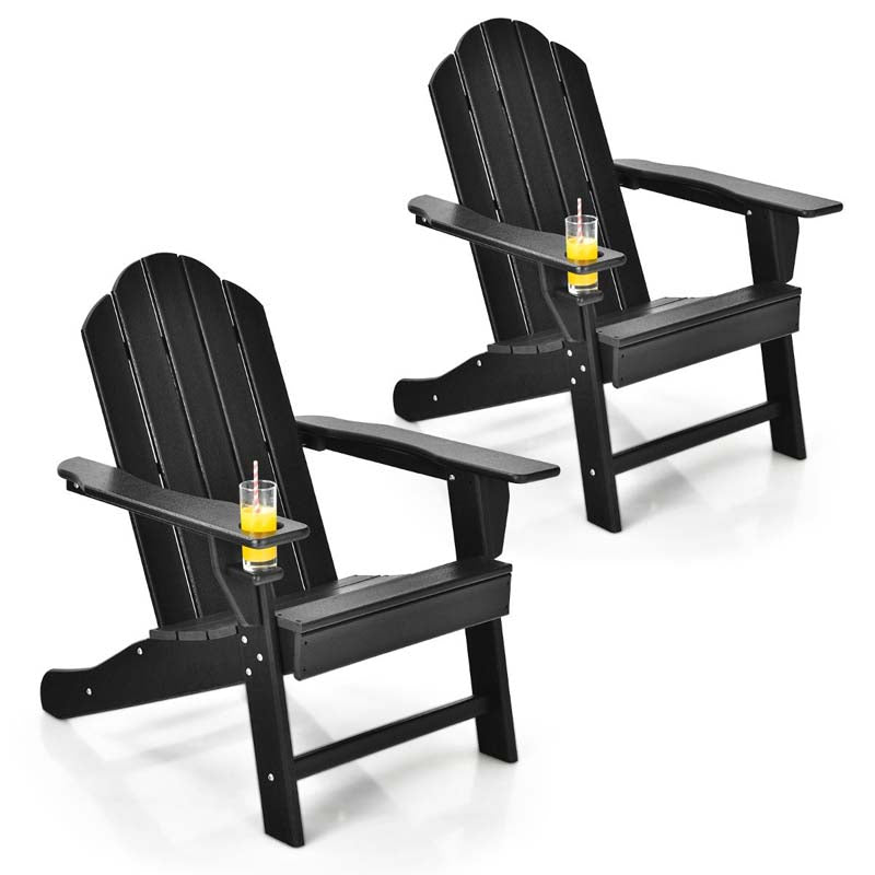 Outdoor All-Weather HDPE Adirondack Chair with Cup Holder