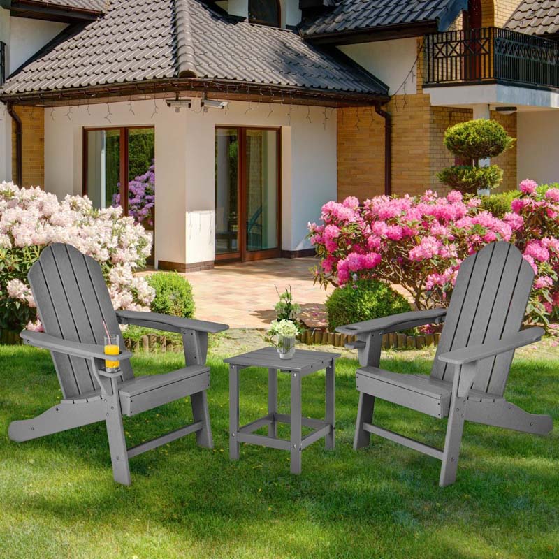 Outdoor All-Weather HDPE Adirondack Chair with Cup Holder