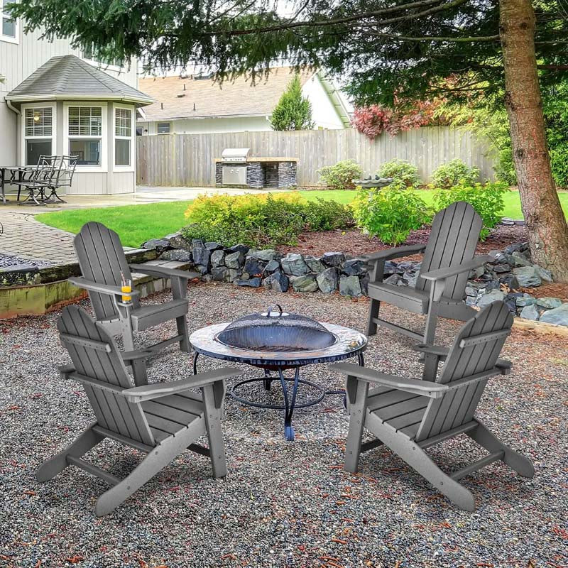 Outdoor All-Weather HDPE Adirondack Chair with Cup Holder