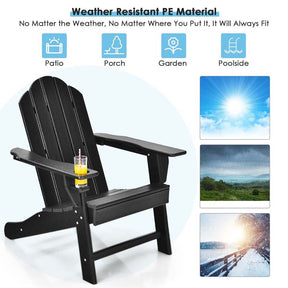 Outdoor All-Weather HDPE Adirondack Chair with Cup Holder
