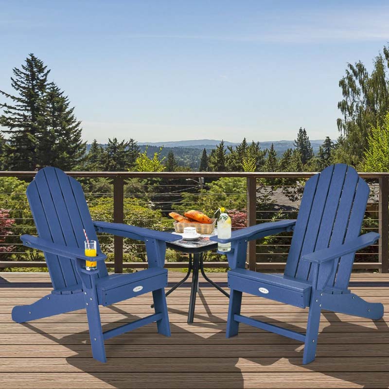 Outdoor All-Weather HDPE Adirondack Chair with Cup Holder