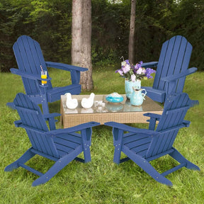 Outdoor All-Weather HDPE Adirondack Chair with Cup Holder