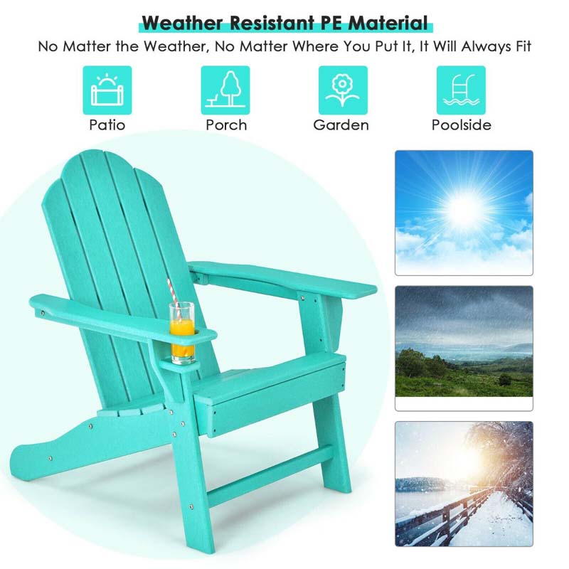 Outdoor All-Weather HDPE Adirondack Chair with Cup Holder