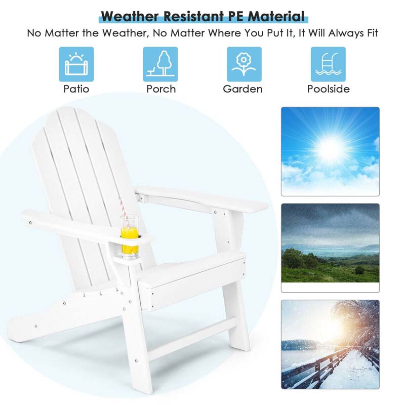 Outdoor All-Weather HDPE Adirondack Chair with Cup Holder