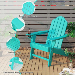 Outdoor All-Weather HDPE Adirondack Chair with Cup Holder