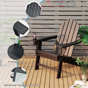 Outdoor All-Weather HDPE Adirondack Chair with Cup Holder
