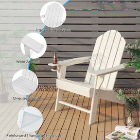 Outdoor All-Weather HDPE Adirondack Chair with Cup Holder